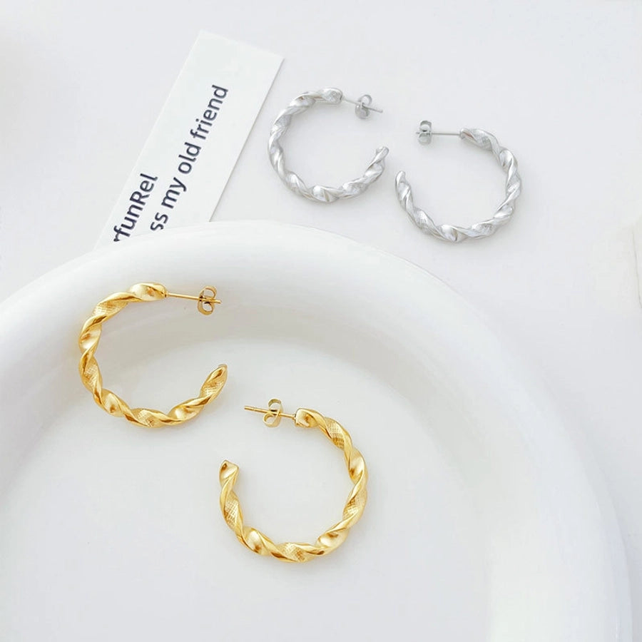 1 Pair Simple Style C Shape Plating 304 Stainless Steel White Gold Plated Gold Plated Ear Studs