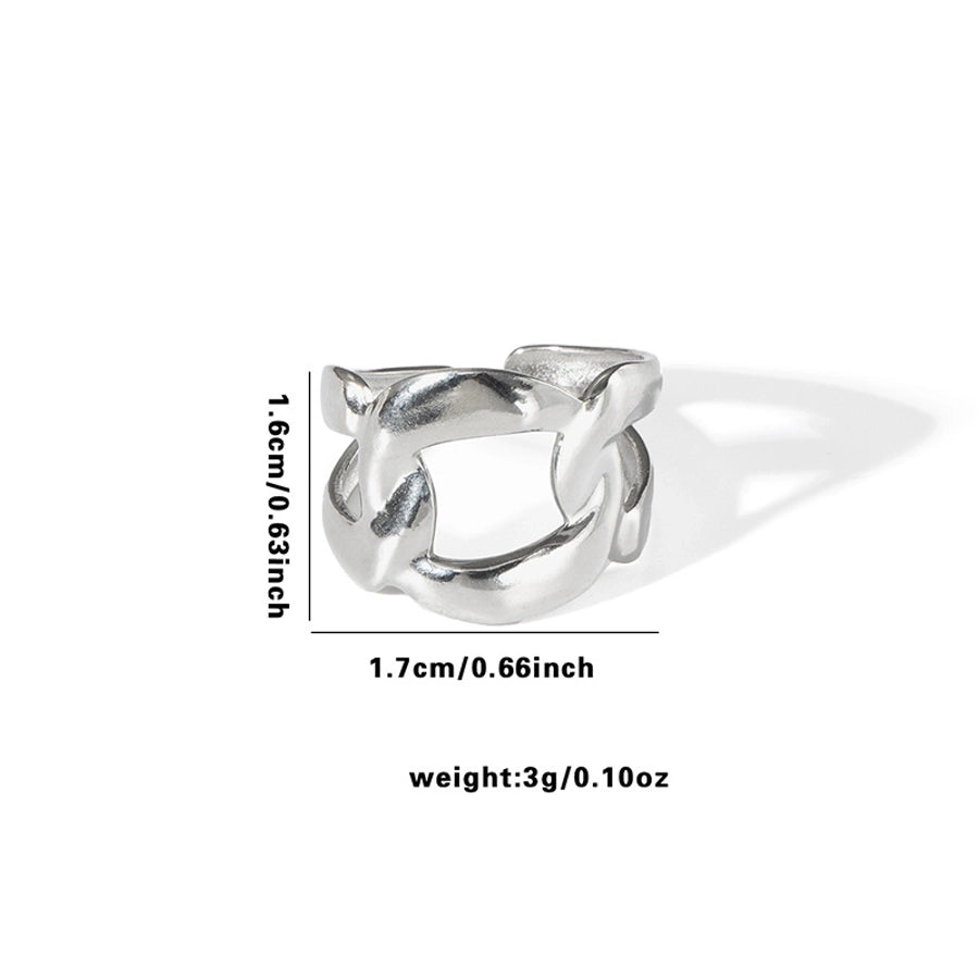 Jewelry Simple Style Solid Color Titanium Steel Hollow Out Open Rings