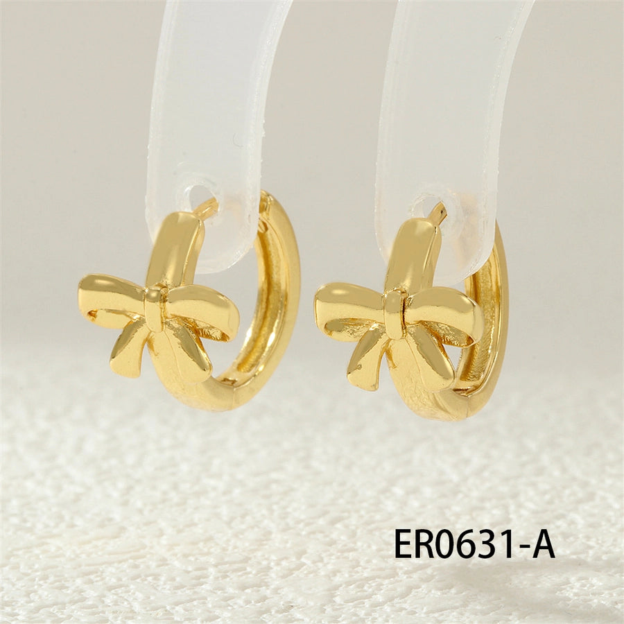 1 Pair IG Style Simple Style Commute Flower Butterfly Inlay Copper Zircon 18K Gold Plated Earrings