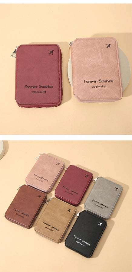 Unisex Solid Color Pu Leather Zipper Card Holders