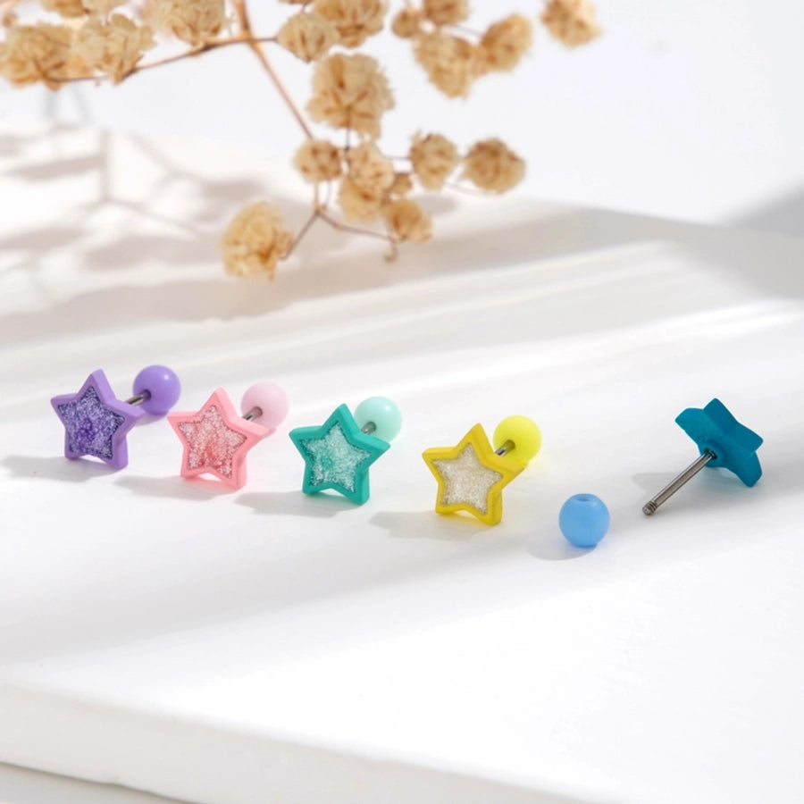 1 Piece Ear Cartilage Rings & Studs Japanese Style Sweet Star 316L Stainless Steel  Copper Plating Inlay Zircon - CEJEW