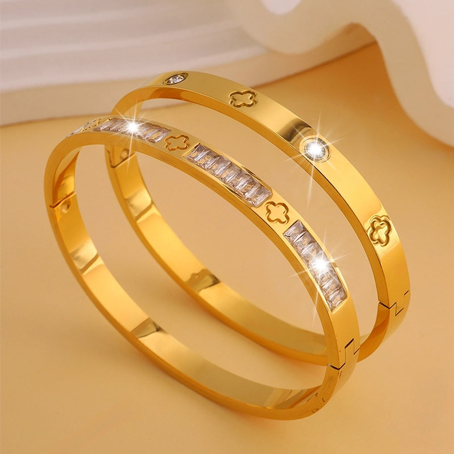 Elegant French Style Classic Style Solid Color 304 Stainless Steel Bangle In Bulk - CEJEW