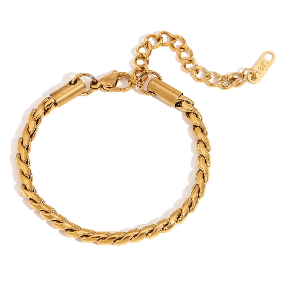 Jewelry Casual Simple Style Solid Color 304 Stainless Steel 18K Gold Plated Bracelets Necklace