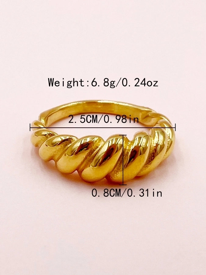 304 Stainless Steel 14K Gold Plated Casual Commute Plating Twist Rings