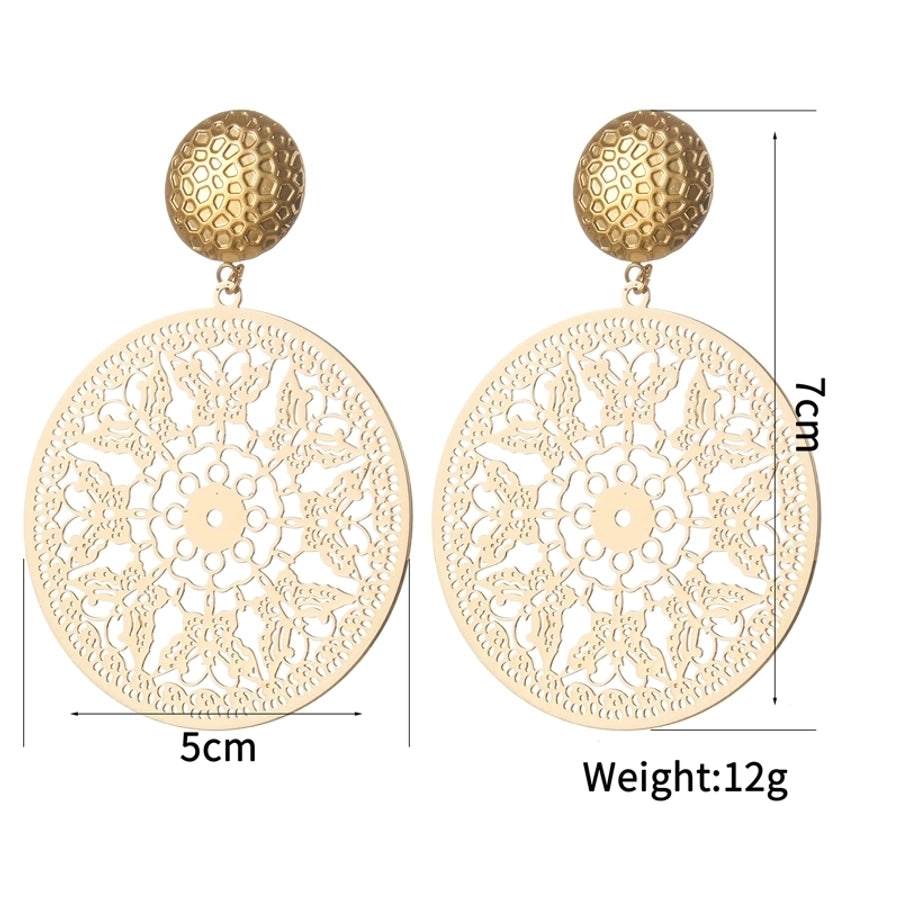 1 Piece Elegant Luxurious Geometric Hollow Out 304 Stainless Steel 18K Gold Plated Drop Earrings