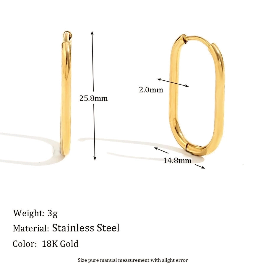 1 Pair Simple Style U Shape Plating 304 Stainless Steel 18K Gold Plated Earrings