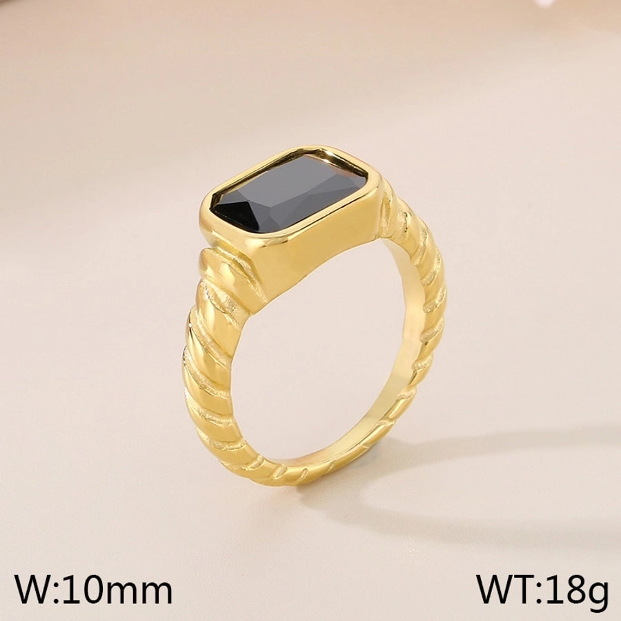 Jewelry Vintage Style Simple Style Commute Square 304 Stainless Steel 18K Gold Plated Rings