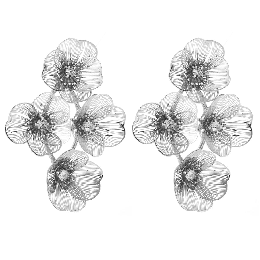 1 Pair Elegant Classic Style Flower Inlay Alloy Rhinestone Rhinestones Gold Plated Silver Plated Drop Earrings