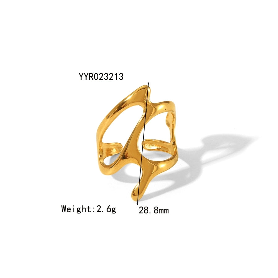 Jewelry Simple Style Irregular Solid Color Bow Knot 304 Stainless Steel 18K Gold Plated Open Rings