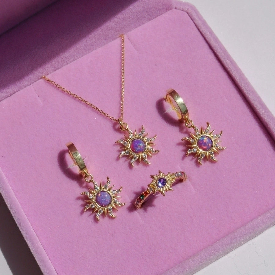 elegant sun copper 18k gold plated jewelry set in bulk