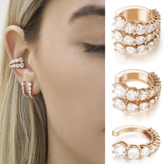 fashion geometric copper inlay zircon ear clips 1 piece