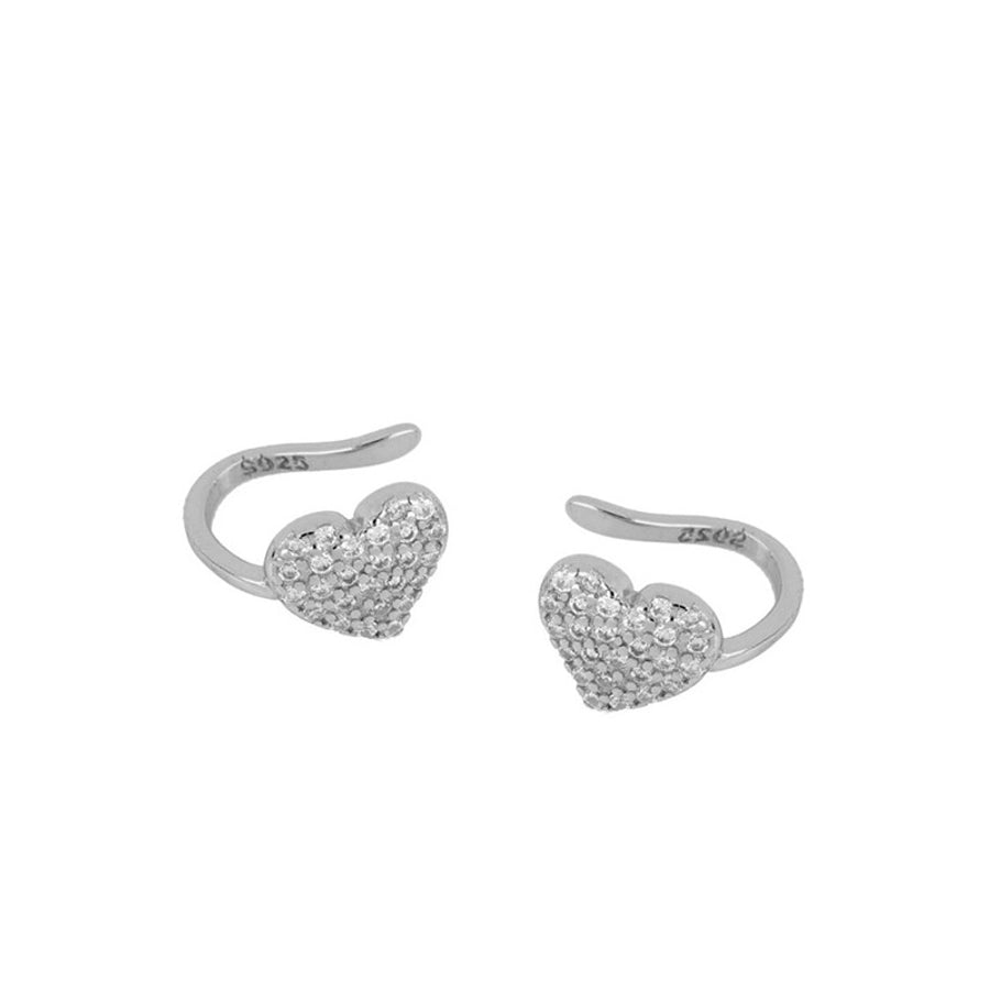 1 Pair IG Style Basic Simple Style Heart Shape Copper Zircon Ear Cuffs - CEJEW