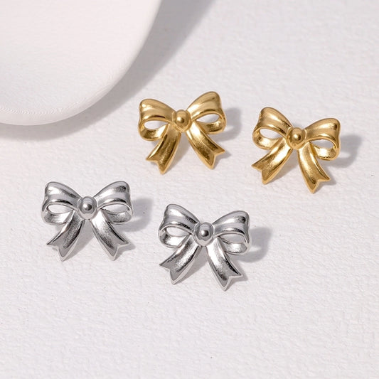 1 Pair IG Style Cute Simple Style Bow Knot 304 Stainless Steel 18K Gold Plated Ear Studs