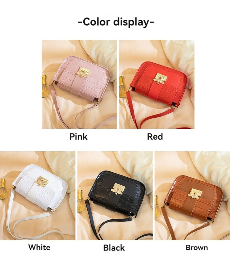 Women's Medium Pu Leather Solid Color Classic Style Streetwear Square Lock clasp Crossbody Bag