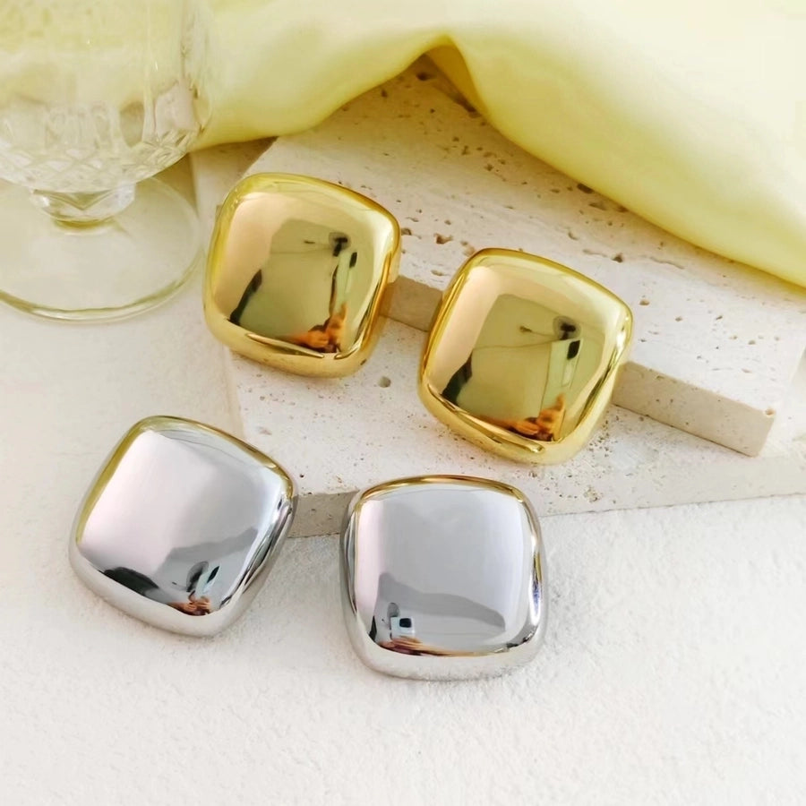 1 Pair Casual Simple Style Square Plating 304 Stainless Steel 18K Gold Plated Ear Studs