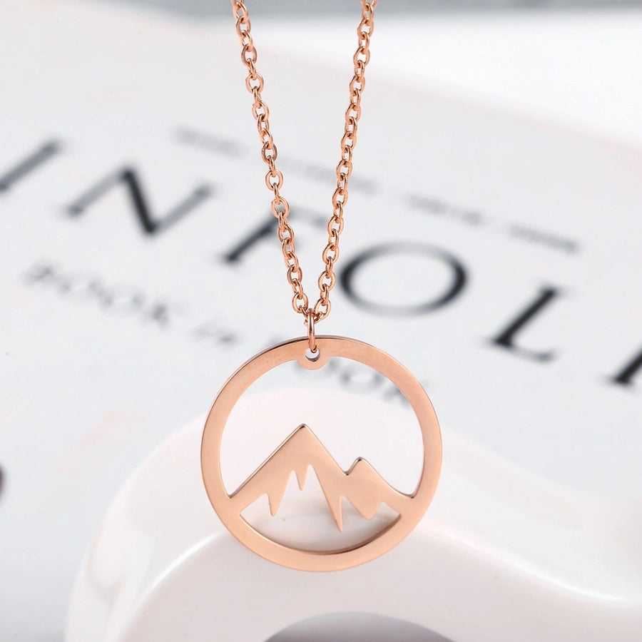 304 Stainless Steel 18K Gold Plated Simple Style Plating Geometric Mountain Pendant Necklace