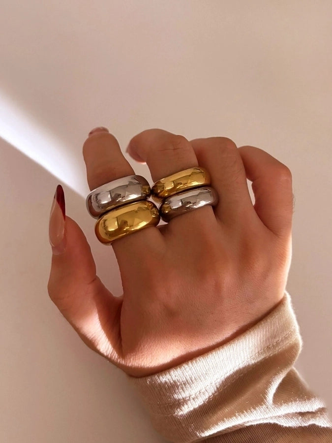 Jewelry IG Style Nordic Style Geometric 316L Stainless Steel  18K Gold Plated Rings