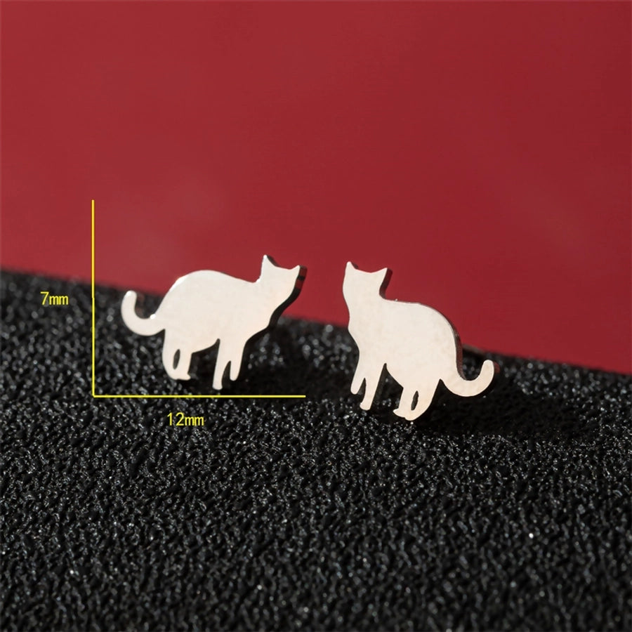 1 Pair Cute Basic Sweet Animal Cat Polishing Plating 304 Stainless Steel 18K Gold Plated Ear Studs