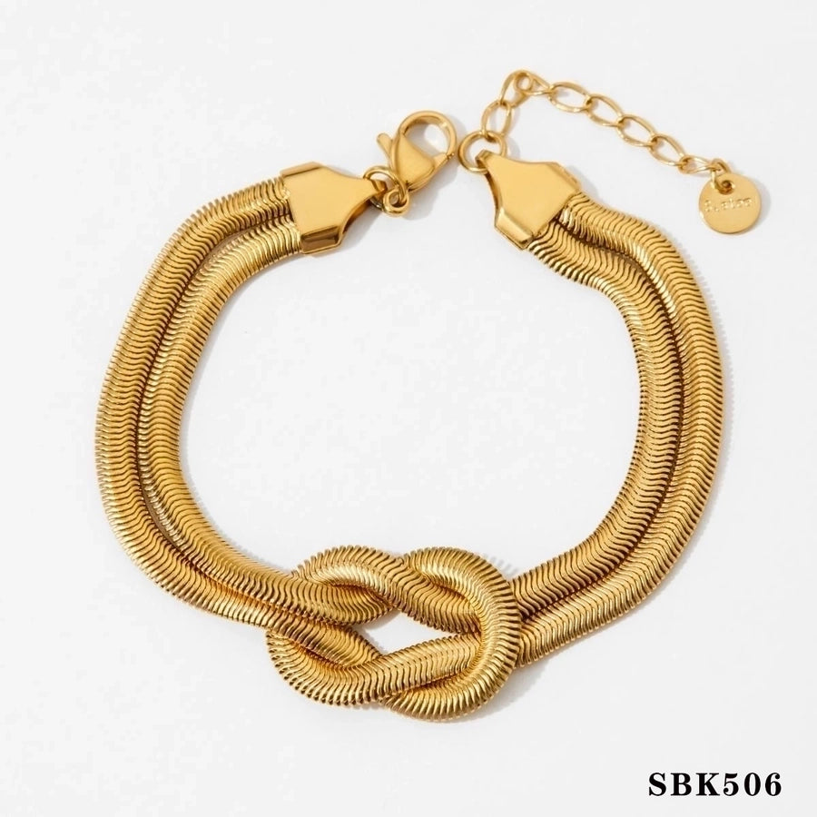 304 Stainless Steel 16K Gold Plated White Gold Plated Gold Plated Casual Knot Bracelets Earrings Necklace - CEJEW