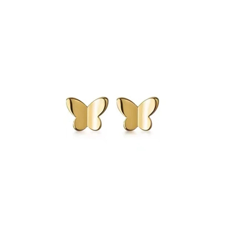 1 Pair Simple Style Butterfly Plating 304 Stainless Steel 18K Gold Plated Ear Studs - CEJEW