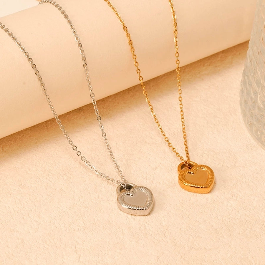 Jewelry Casual Simple Style Classic Style Heart Shape Lock 304 Stainless Steel 18K Gold Plated Stainless Steel Necklaces