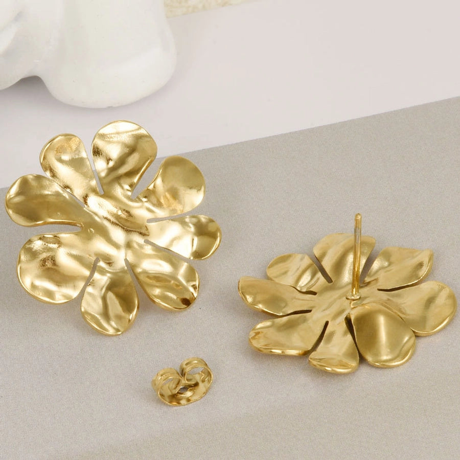 1 Pair IG Style Simple Style Flower Plating 304 Stainless Steel Ear Studs