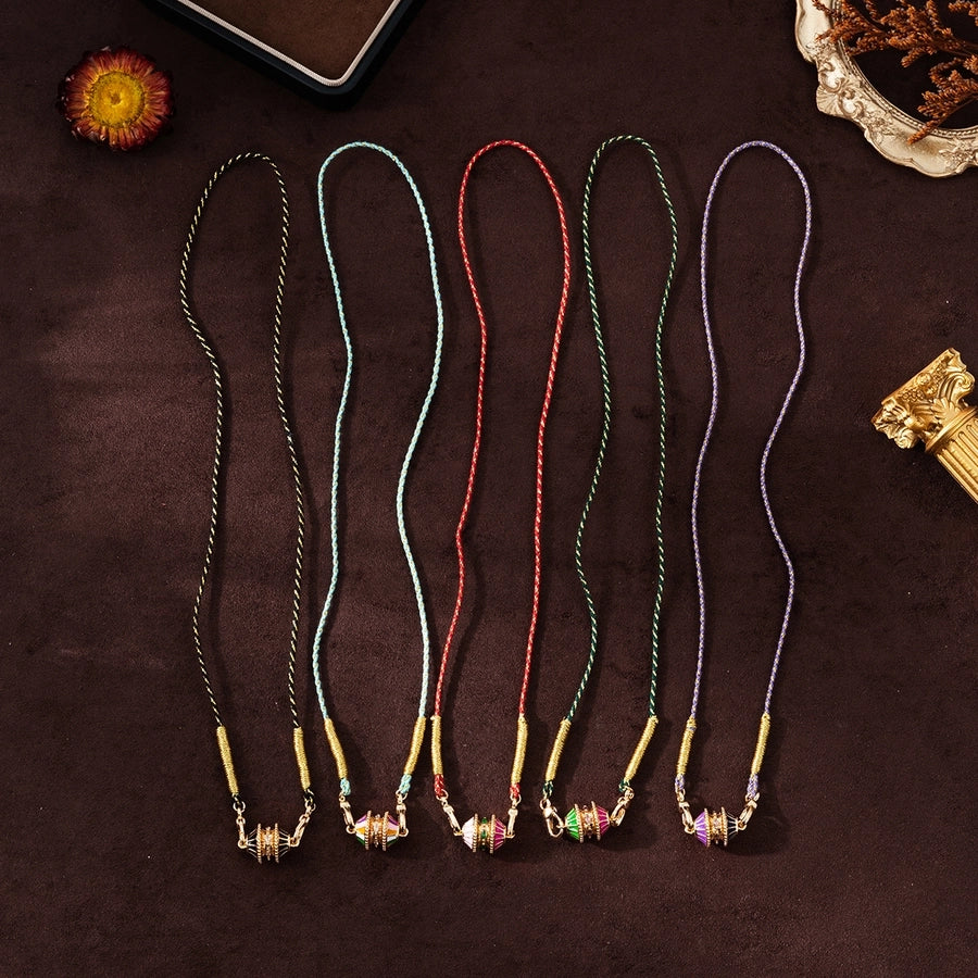 Simple Style Classic Style Geometric Gold Plated Zircon cotton rope Copper  Chain Necklaces