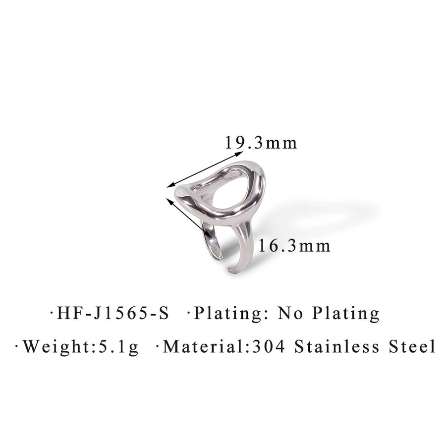 Jewelry Simple Style Geometric Solid Color 304 Stainless Steel 18K Gold Plated Plating Hollow Out Open Rings