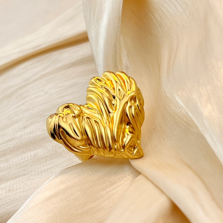 Jewelry Retro Heart Shape 304 Stainless Steel 18K Gold Plated Plating Open Rings