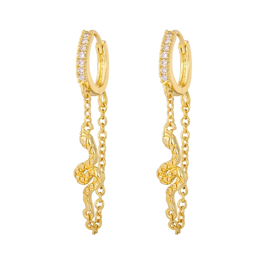 1 pair classic style snake plating inlay copper zircon white gold plated gold plated ear cuffs