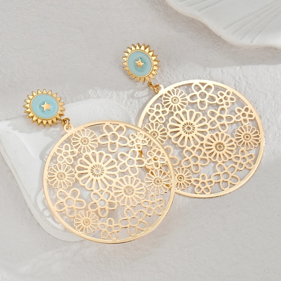 1 Piece Elegant Luxurious Geometric Hollow Out 304 Stainless Steel 18K Gold Plated Drop Earrings