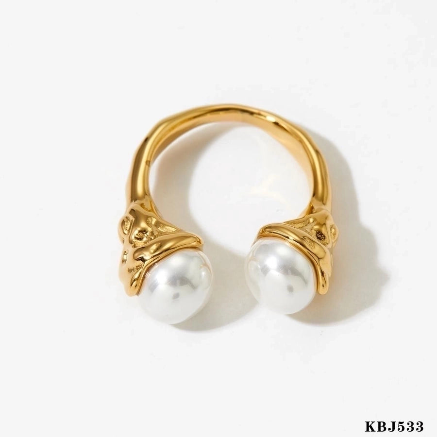 304 Stainless Steel 16K Gold Plated White Gold Plated Gold Plated Casual Plating Inlay Round Artificial Pearls Rings