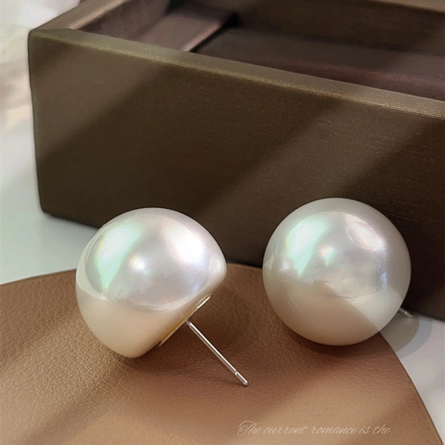 1 pair elegant basic simple style geometric imitation pearl ear studs