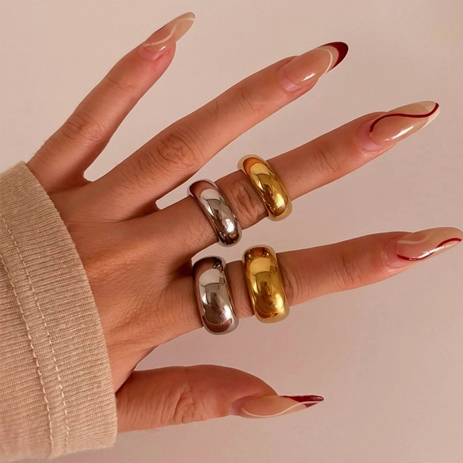 Jewelry IG Style Nordic Style Geometric 316L Stainless Steel  18K Gold Plated Rings