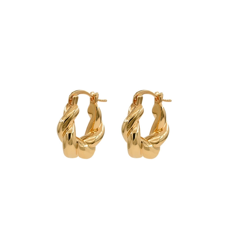 1 pair retro solid color twist copper earrings