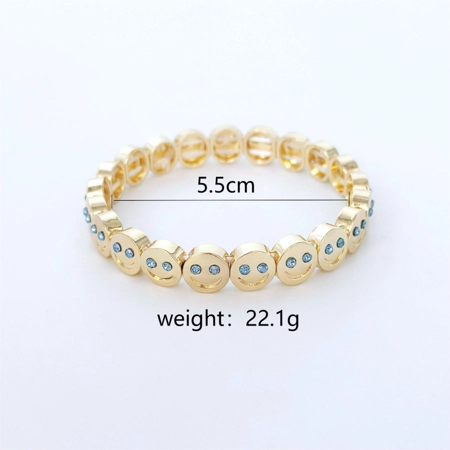 Copper Inlay Smile Face Artificial Diamond Bangle