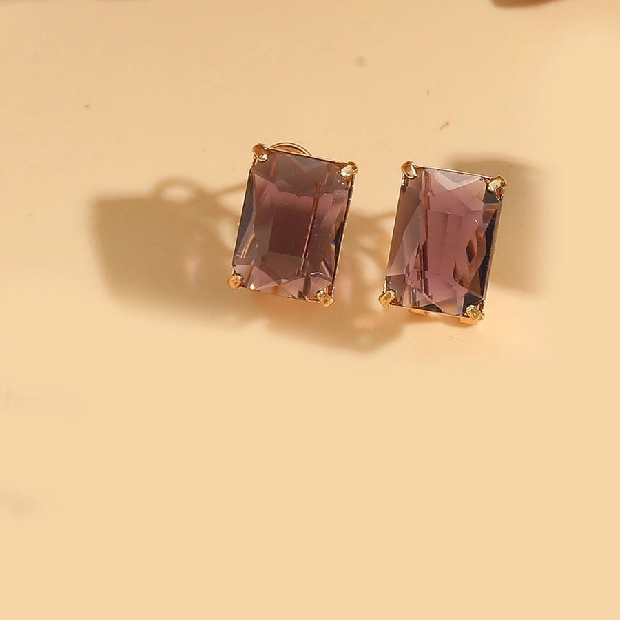 1 Pair Vintage Style Simple Style Commute Square Inlay Copper Zircon 14K Gold Plated Ear Studs