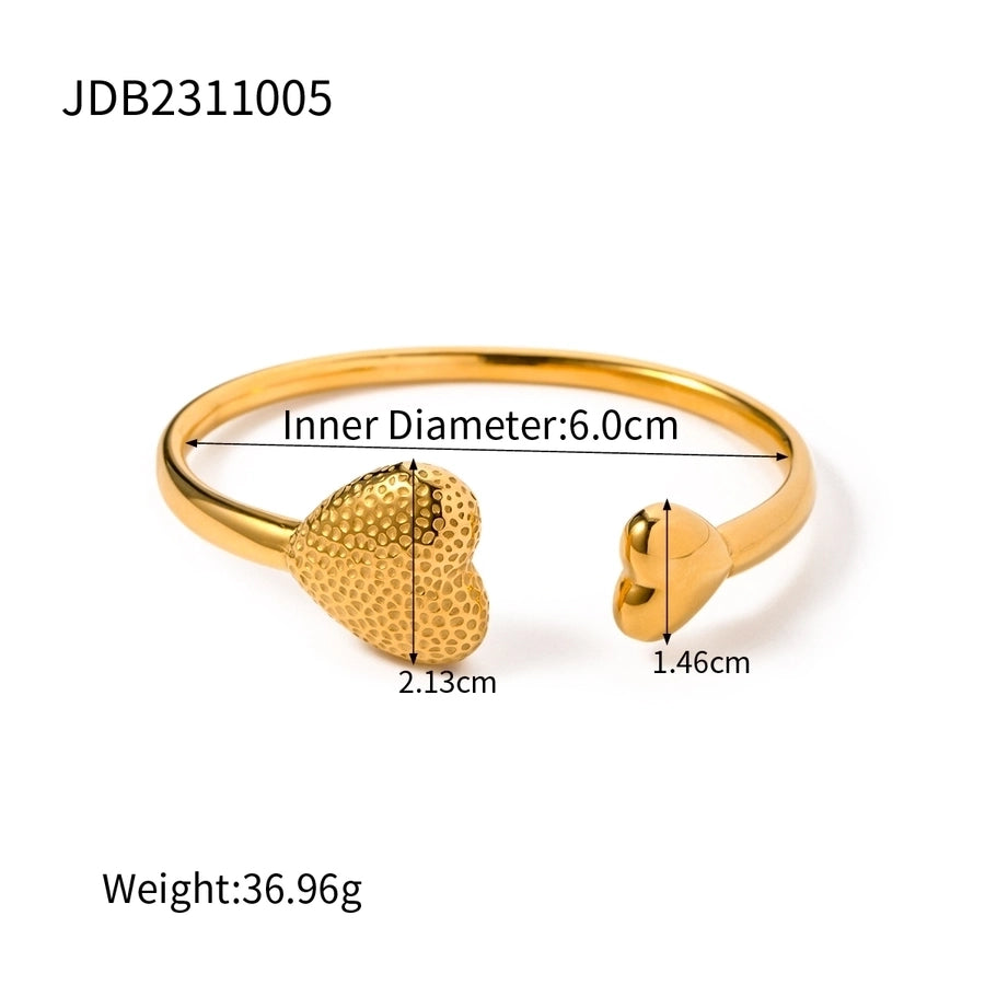 IG Style Heart Shape 304 Stainless Steel 18K Gold Plated Titanium Steel Bangle In Bulk