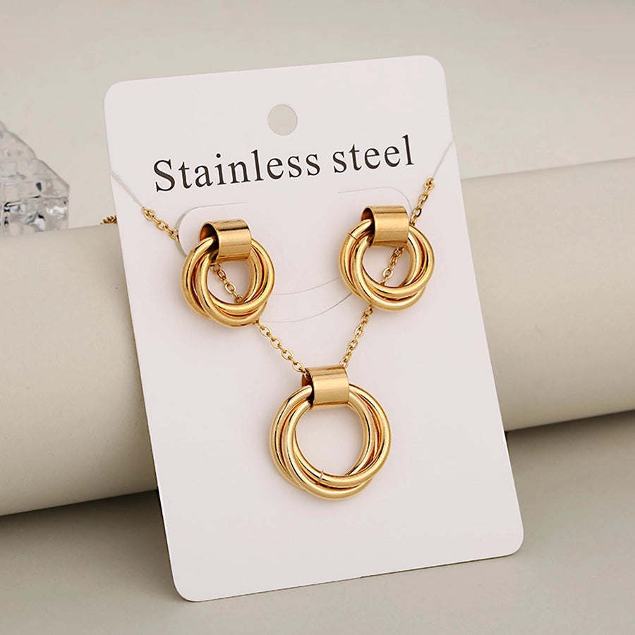 Jewelry Casual Vacation Classic Style Circle 304 Stainless Steel 18K Gold Plated Jewelry Set