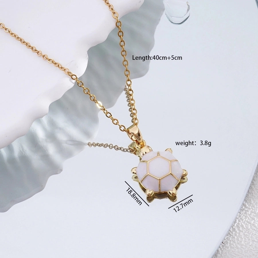 Popular  Fashion Simple Copper Plating 18K Gold Colorful Oil Necklace Cute Turtle Pendant Necklace Female Jewelry