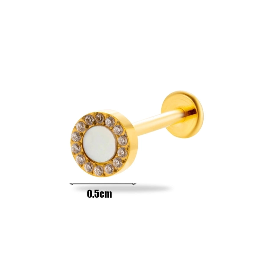 1 Piece Ear Cartilage Rings & Studs Simple Style Korean Style Water Droplets Flower Pure Titanium Plating Inlay Zircon