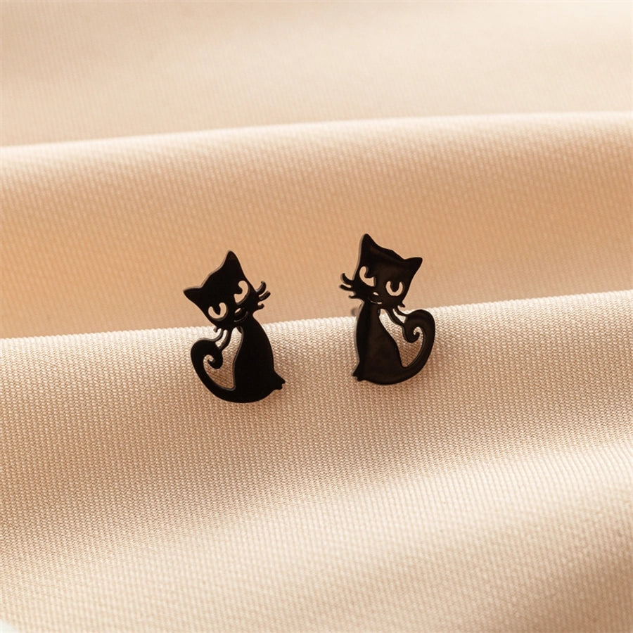 1 Pair Cute Basic Sweet Animal Cat Polishing Plating 304 Stainless Steel 18K Gold Plated Ear Studs