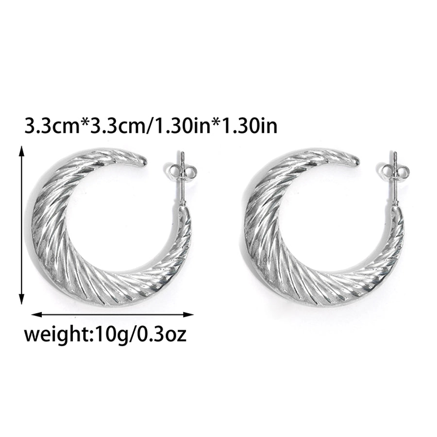 1 Pair Casual Simple Style Commute C Shape Moon Twist Plating 304 Stainless Steel 14K Gold Plated Earrings - CEJEW