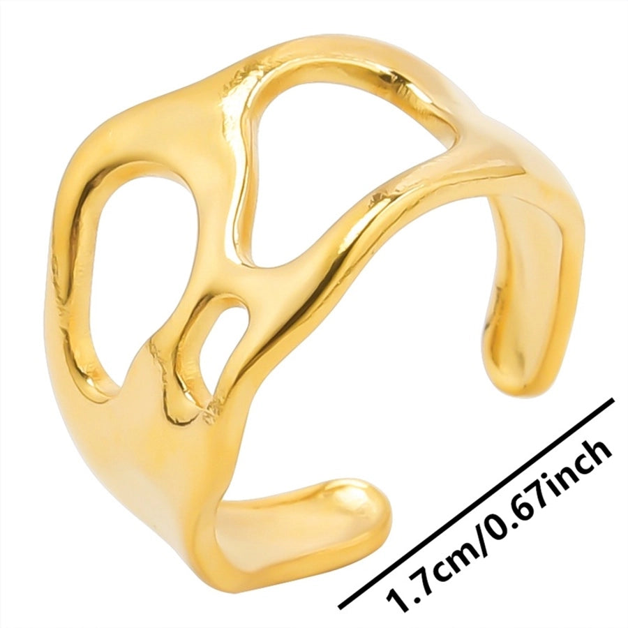 Jewelry Simple Style Solid Color 304 Stainless Steel 18K Gold Plated Plating Rings