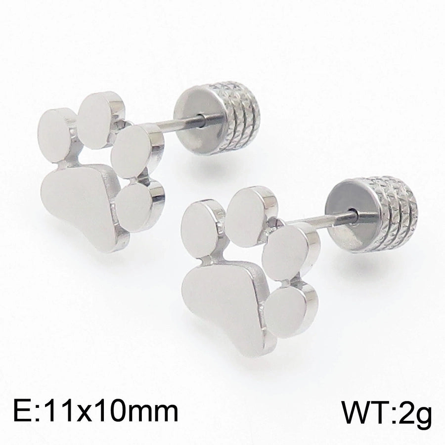 Fashion Heart Titanium Steel 18K Gold Plated Earrings Ear Studs