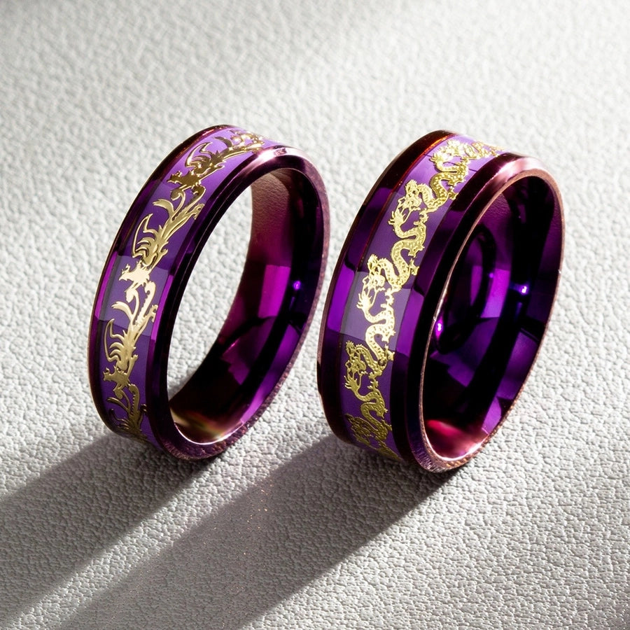 Jewelry Chinoiserie Classical Romantic Solid Color 304 Stainless Steel Purple Plated Rings