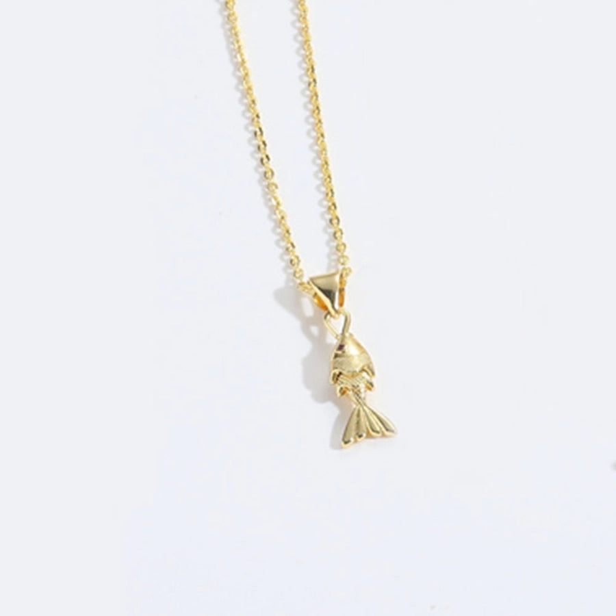 Copper 14K Gold Plated Inlay Dog Zircon Pendant Necklace