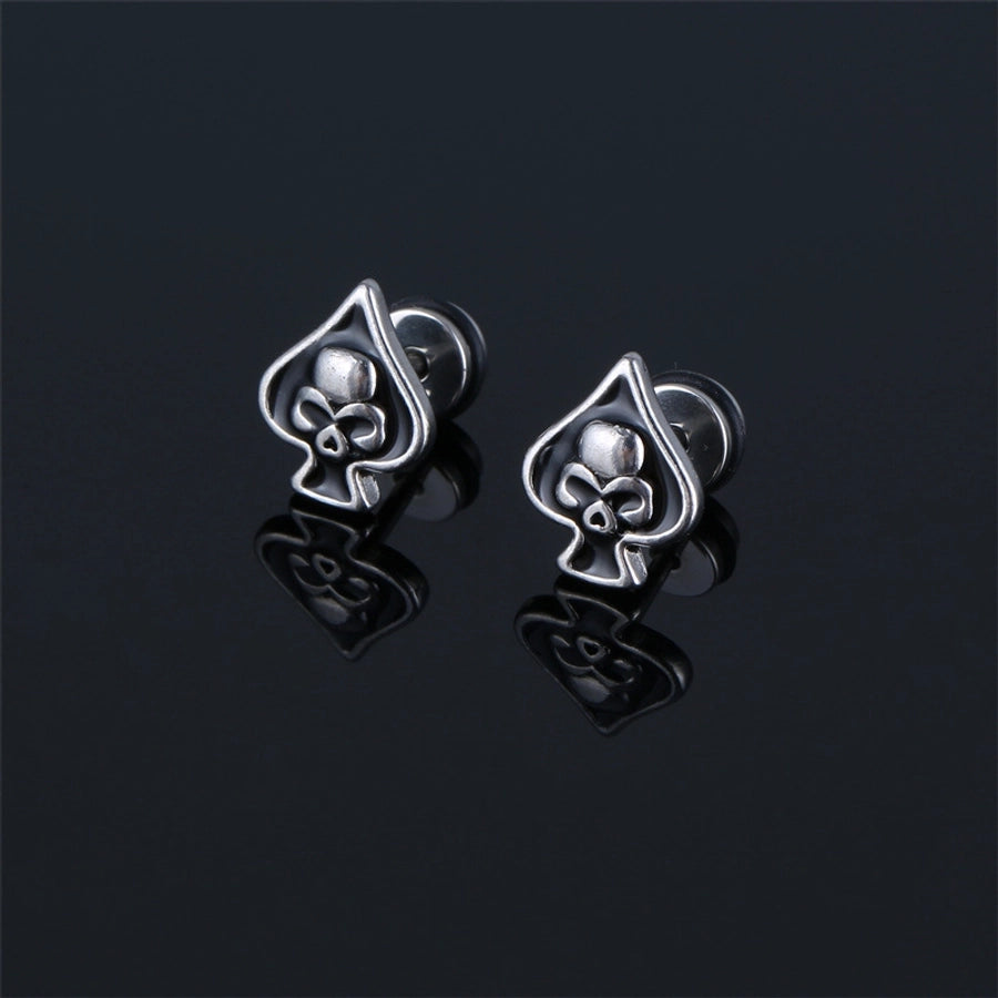 1 Piece Retro Ethnic Style Simple Style Skull Plating 316 Stainless Steel  Ear Studs - CEJEW