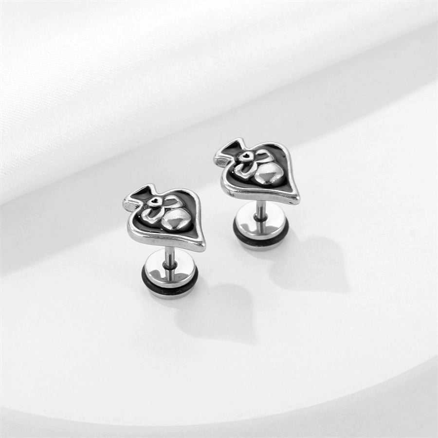 1 Piece Retro Ethnic Style Simple Style Skull Plating 316 Stainless Steel  Ear Studs - CEJEW