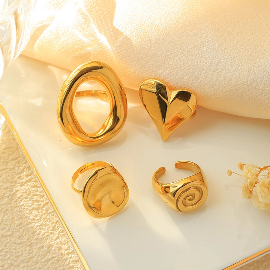 Jewelry Modern Style Simple Style Commute Irregular Heart Shape 304 Stainless Steel 14K Gold Plated Hollow Out Stainless Steel Rings